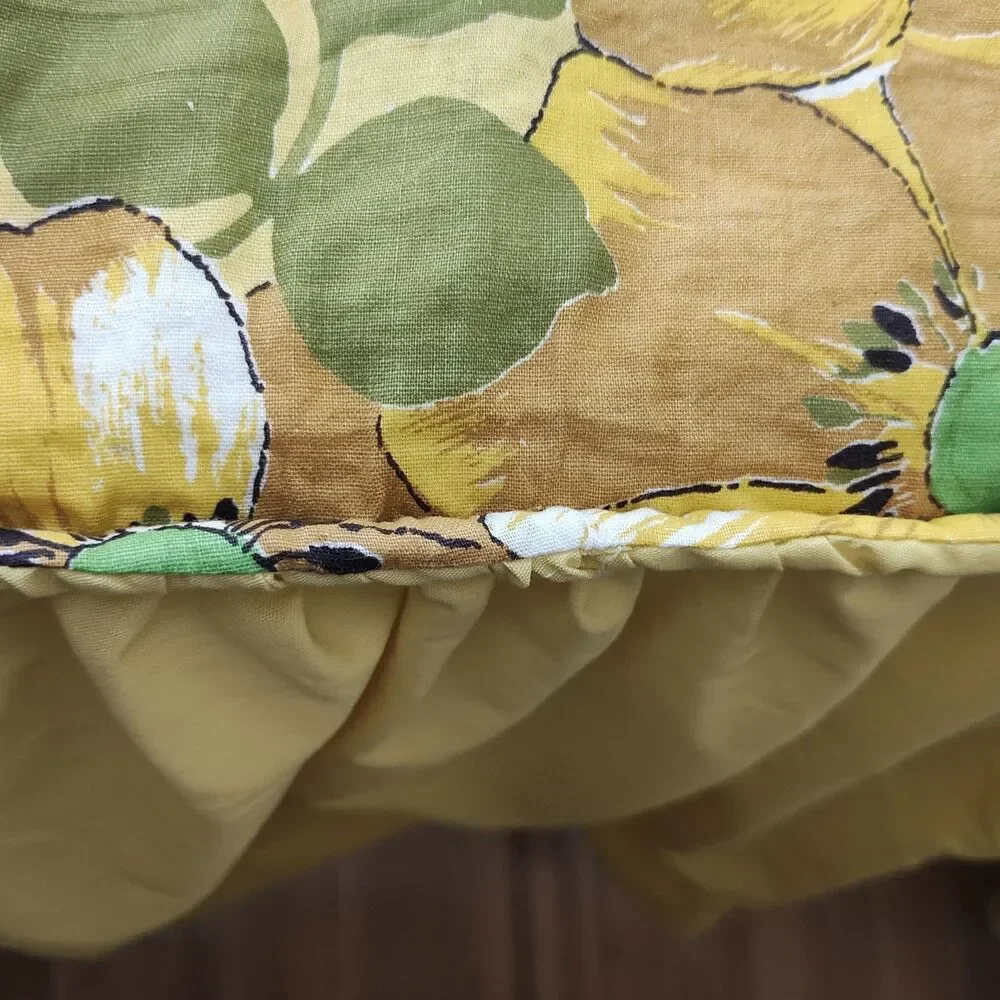 Vintage Bedspread - Double/Full - Floral Yellow Homemade 84